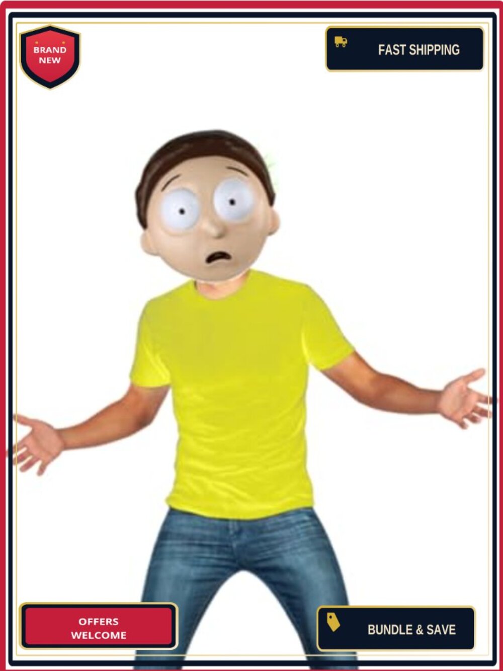 Adult Men's Rubies Morty Smith Costume Shirt & Mask Large Halloween